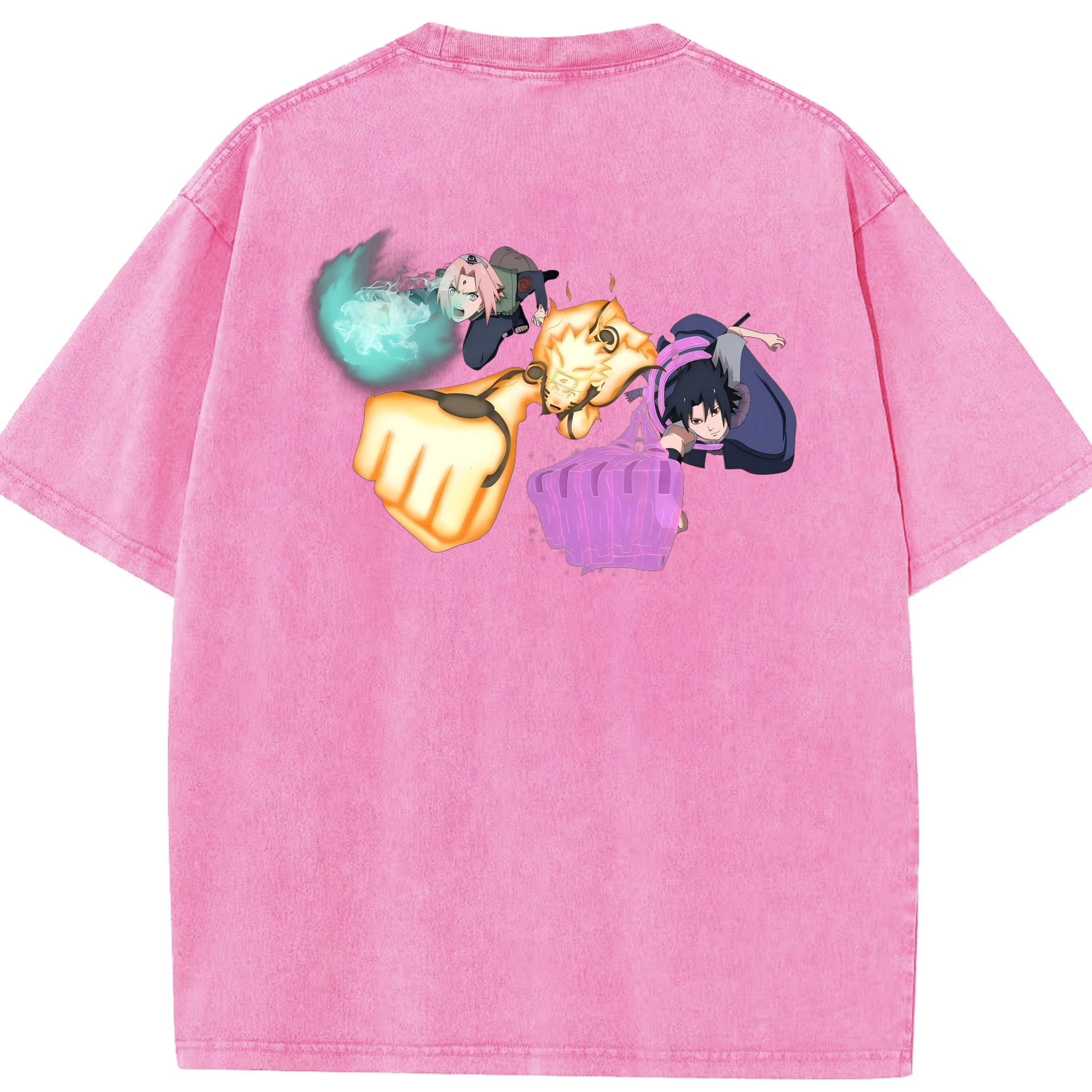 （画像用） NARUTO -ナルト- うずまき ナルト Uzumaki Naruto 綿100% ヴィンテージ風 半袖Tシャツ（背面プリント）